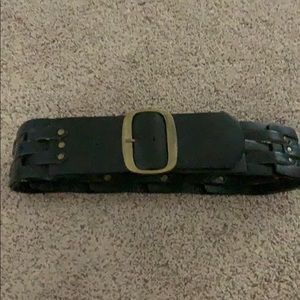 Wide black and brushed gold belt